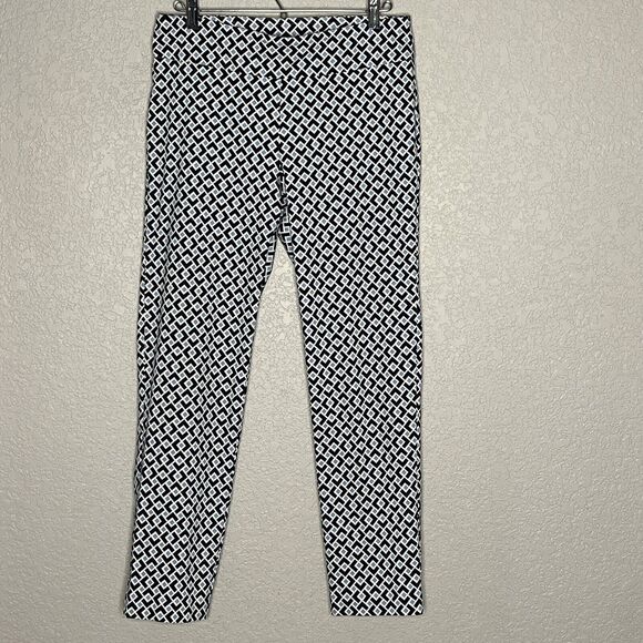 Pure Amici Set Geometric Jacket Pull On Crop Pant Stretch Preppy Blue Size S - Picture 10 of 14